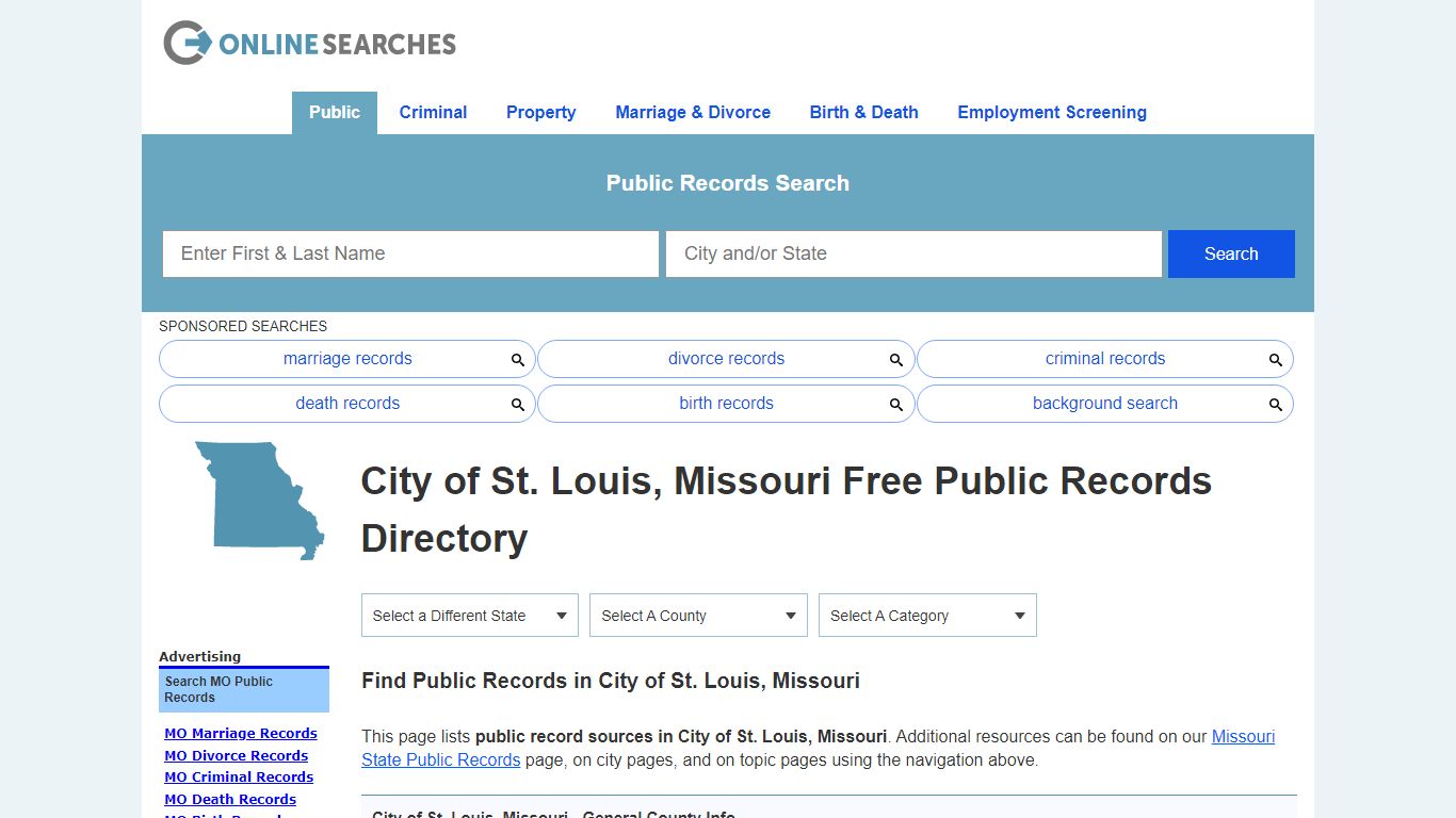 City of St. Louis, Missouri Public Records Directory