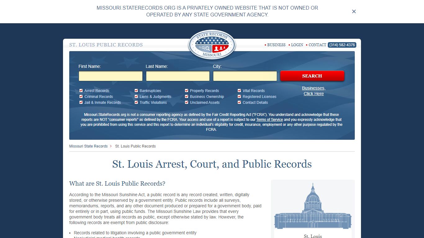 St. Louis Arrest and Public Records | Missouri.StateRecords.org